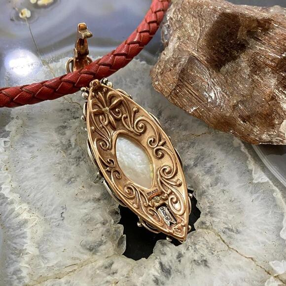 Carolyn Pollack Sterling & Brass Mother of Pearl Decorated Pendant For Women - Picture 4 of 10